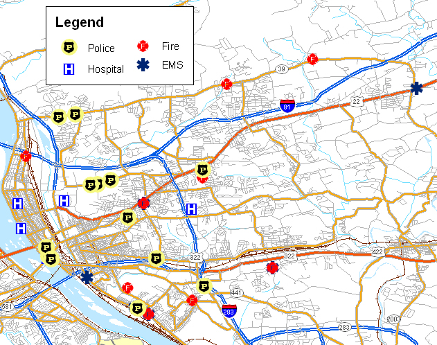 Harrisburg Emergency Services Map